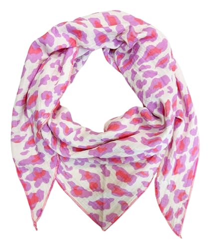 XL DreieckStrickschal Leopard Frühling Schal 100% Baumwolle Made in Italy Fashion Tuch Dreieckschal Stola Herbst Frühling Tuch Leo (Lila) von Jeamis
