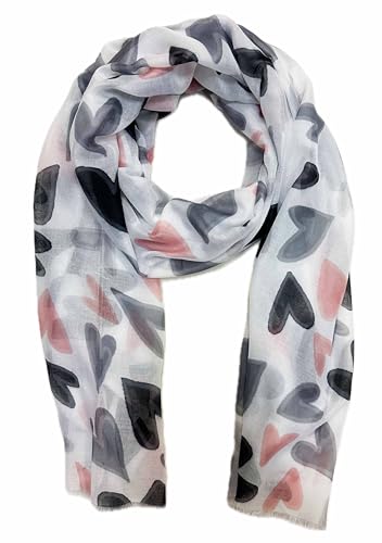Jeamis XL Herz Seide Fashion Frühling Schals Sommer Herbst Halstuch Übergangsschal Farbverlauf Heart Farbverlauf Stola Tuch Silk (Grau) von Jeamis