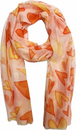 Jeamis XL Herz Seide Fashion Frühling Schals Sommer Herbst Halstuch Übergangsschal Farbverlauf Heart Farbverlauf Stola Tuch Silk (Orange) von Jeamis