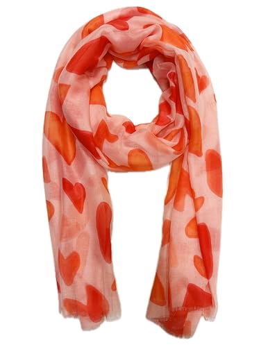 Jeamis XL Herz Seide Fashion Frühling Schals Sommer Herbst Halstuch Übergangsschal Farbverlauf Heart Farbverlauf Stola Tuch Silk (Rot) von Jeamis