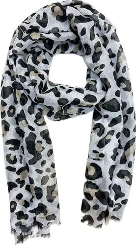 Jeamis XL Leopard Seide Fashion Frühling Schals Sommer Herbst Halstuch Übergangsschal Baumwolle Stola Tuch Silk Leo (Beige) von Jeamis