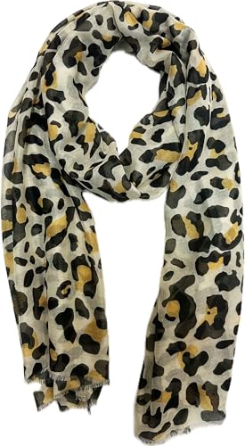 Jeamis XL Leopard Seide Fashion Frühling Schals Sommer Herbst Halstuch Übergangsschal Baumwolle Stola Tuch Silk Leo (Gelb) von Jeamis