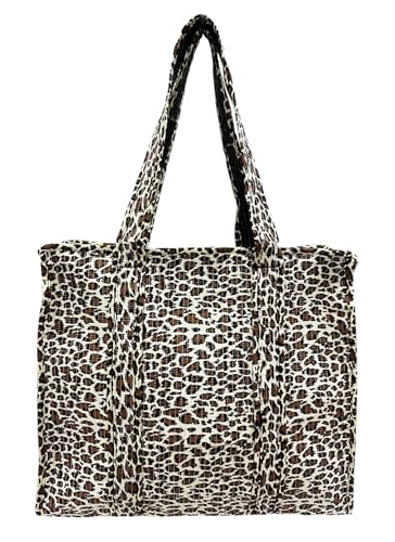 XL Leopard Stoff Tasche Umhängetasche Schultertasche Henkeltasche Shopper Tote Bag Leo (Leo M2) von Jeamis