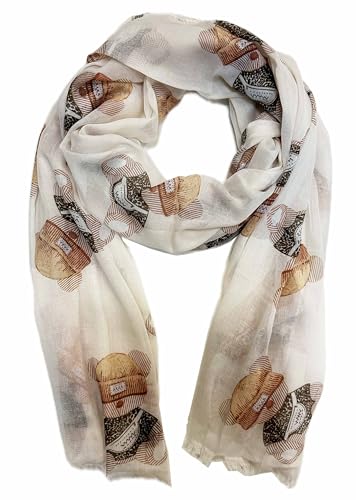 Jeamis XL Teddybär Frühling Schals Sommer Halstuch Übergangsschal mit Bär Muster Baumwolle Stola Tuch bear (Beige) von Jeamis
