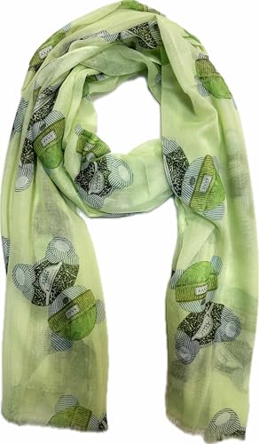 Jeamis XL Teddybär Frühling Schals Sommer Halstuch Übergangsschal mit Bär Muster Baumwolle Stola Tuch bear (Grün) von Jeamis