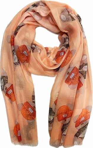 Jeamis XL Teddybär Frühling Schals Sommer Halstuch Übergangsschal mit Bär Muster Baumwolle Stola Tuch bear (Orange) von Jeamis