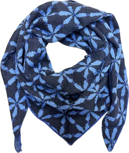 Jeamis XXL Dreieck Strickschal Blumen Muster Warmer Winter Schal Fashion Tuch Herbst Frühling Dreieckschal Schlauchschal Stola Wolle Tuch (Schwarzblau) von Jeamis