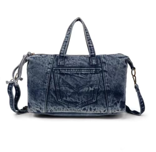 Jeans Denim Tasche Schultertasche Canvas Bag Retro Umhängetasche Shopper Unisex (B Dunkelblau) von Jeamis