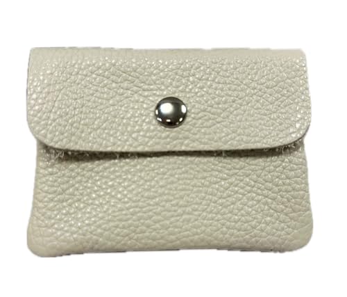 Leder mini Geldbörse Kartenetui Portemonnaie Geldbeutel Wallet echtes Leder Made in Italy (Beige) von Jeamis