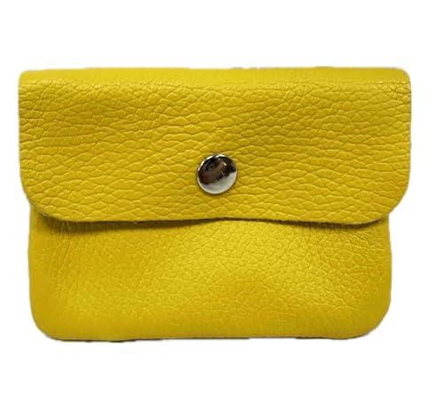 Leder mini Geldbörse Kartenetui Portemonnaie Geldbeutel Wallet echtes Leder Made in Italy (Gelb) von Jeamis