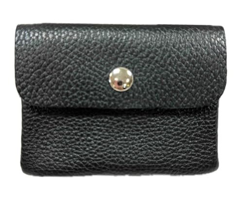 Leder mini Geldbörse Kartenetui Portemonnaie Geldbeutel Wallet echtes Leder Made in Italy (Schwarz) von Jeamis