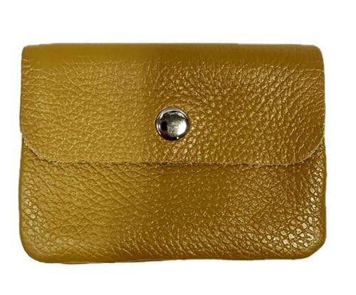 Leder mini Geldbörse Kartenetui Portemonnaie Geldbeutel Wallet echtes Leder Made in Italy (Senfgelb) von Jeamis