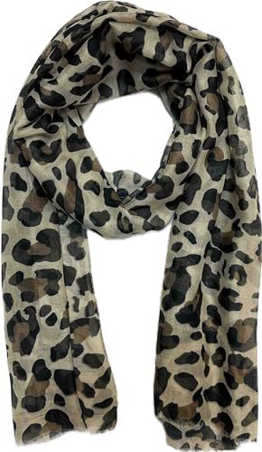 Jeamis XL Leopard Seide Fashion Frühling Schals Sommer Herbst Halstuch Übergangsschal Farbverlauf Stola Tuch Silk Leo (Khaki#2) von Jeamis
