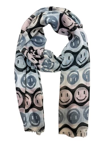 XL Smiley Seide Fashion Frühling Schals Sommer Herbst Halstuch Übergangsschal Farbverlauf Smile Farbverlauf Stola Tuch Silk (Grau) von Jeamis