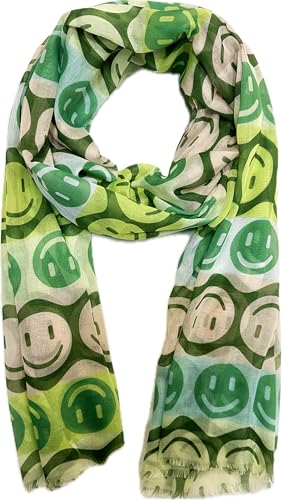 XL Smiley Seide Fashion Frühling Schals Sommer Herbst Halstuch Übergangsschal Farbverlauf Smile Farbverlauf Stola Tuch Silk (Grün) von Jeamis