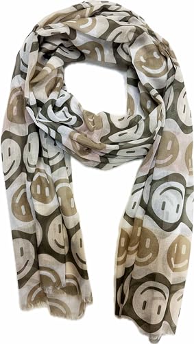 XL Smiley Seide Fashion Frühling Schals Sommer Herbst Halstuch Übergangsschal Farbverlauf Smile Farbverlauf Stola Tuch Silk (Khaki) von Jeamis
