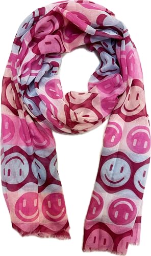 XL Smiley Seide Fashion Frühling Schals Sommer Herbst Halstuch Übergangsschal Farbverlauf Smile Farbverlauf Stola Tuch Silk (Pink) von Jeamis