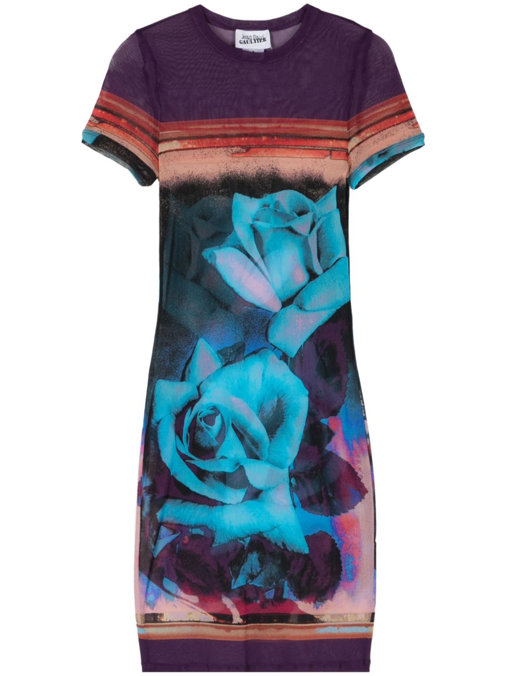 Jean Paul Gaultier Roses mesh minidress - Blau von Jean Paul Gaultier