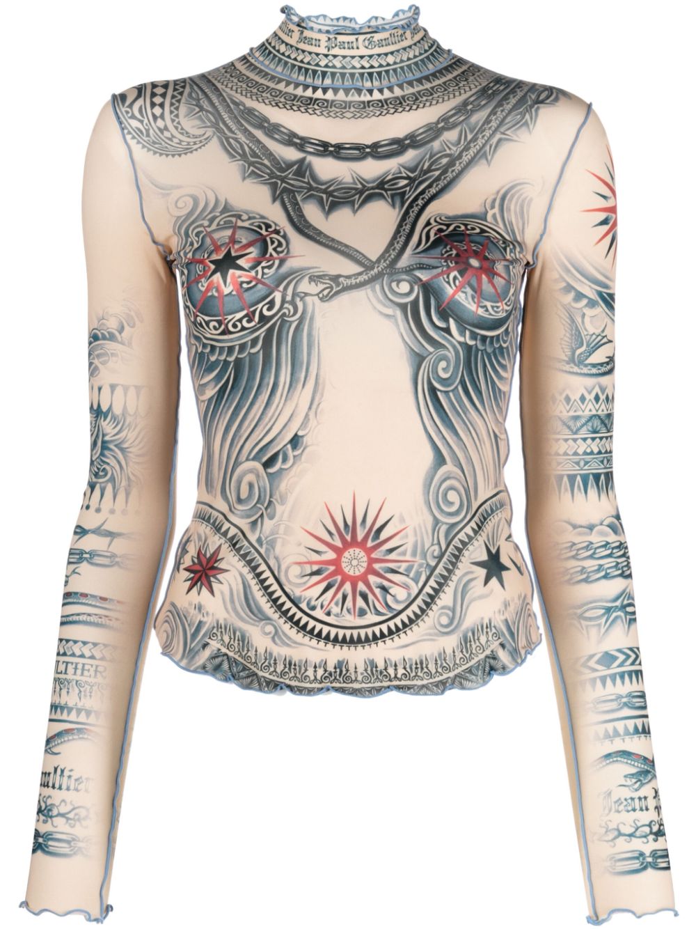 Jean Paul Gaultier Oberteil mit Tattoo-Print - Braun von Jean Paul Gaultier