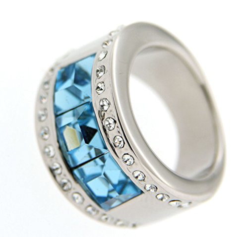 Jean Pierre Damen-Ring Messing rhodiniert blau Glas Gr. 66 (21.0) - HEJR1461-21 RH von Jean Pierre