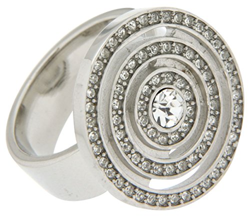 Jean Pierre Damen-Ring Silberfarbener mit Swarovski besetzter Spirale Messing rhodiniert Synthetischer Diamant weiß Rundschliff Gr. 60 (19.1) - HEJRR6609-19 RH von Jean Pierre