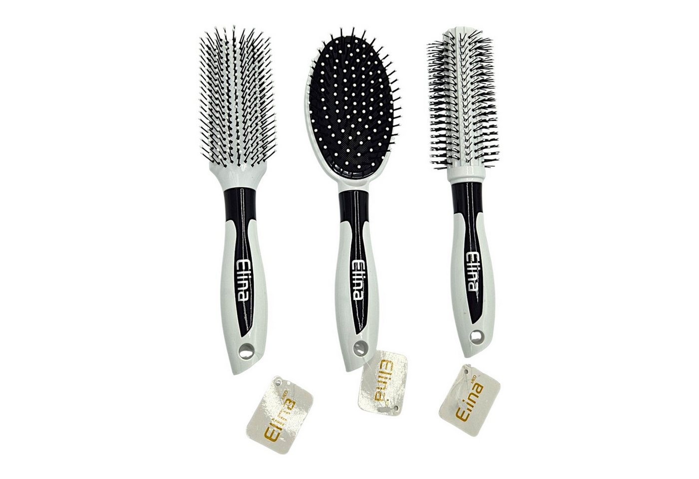 Jean Products Haarbürste Haarbürste Set 3 Teilig von Elina in Schwarz und Weiß von Jean Products