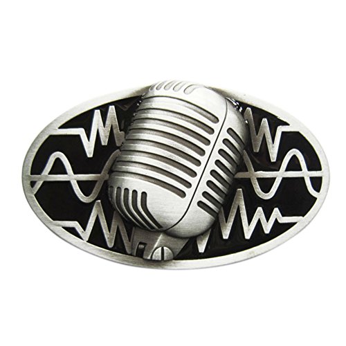 JEAN'S FRIEND New Vintage Black Enamel Microphone Music Oval Belt Buckle Gürtelschnallen von JEAN'S FRIEND