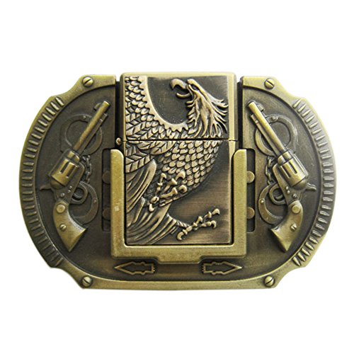 JEAN'S FRIEND New Vintage Bronze Plated Eagle Guns Lighter Belt Buckle Gürtelschnallen US Stock von JEAN'S FRIEND