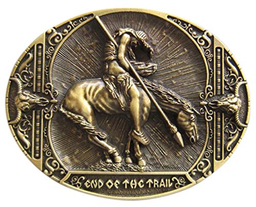 Jean's Friend New Vintage Bronze Plated End Of The Trail Western Belt Buckle Gürtelschnallen von Jean's Friend