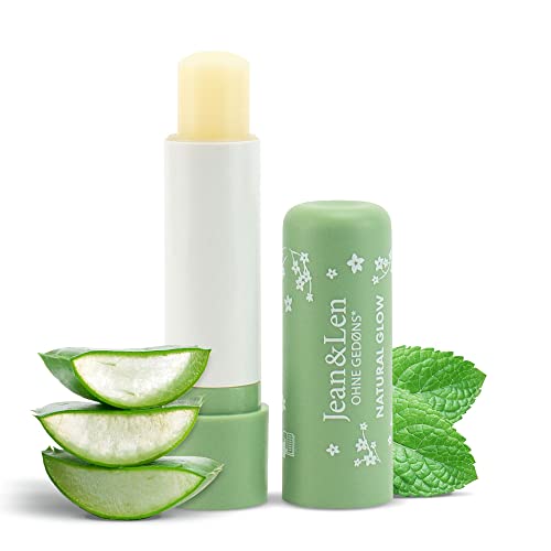 Jean & Len Feuchtigkeitsspendender Lip Balm Bio-Aloe Vera & Minze, bewahrt die Lippen vor dem Austrocknen, verfeinert mit Bio-Aloe Vera & Sheabutter, Lippenpflege, ohne Palm- & Mineralöl, vegan, 4,7 g von Jean & Len