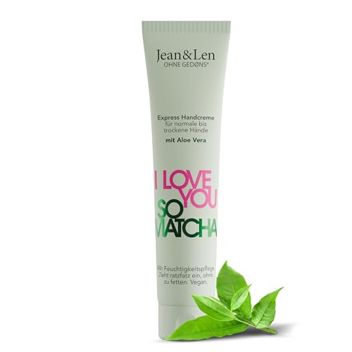 Jean & Len Handcreme I Love You So Matcha, für normale bis trockene Hände, versorgt die Hände mit Feuchtigkeit, zieht schnell ein, vegane Handpflege, ohne Parabene & Silikone, 75 ml von Jean & Len