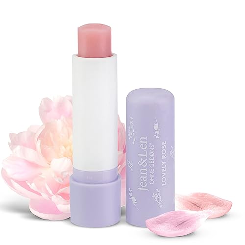 Jean & Len Intensiv pflegender Lip Balm, für geschmeidig weiche Lippen, bewahrt die Lippen vor dem Austrocknen, mit Rosenblütenwachs & Bio-Arganöl, Lippenpflege, ohne Mineralöl, vegan, 4,7 g von Jean & Len