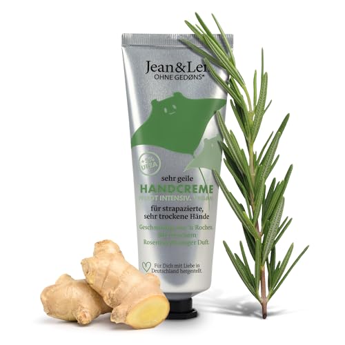 Jean & Len Sehr geile Handcreme Rosemary & Ginger, mit Urea, Handpflege für trockene und rissige Hände, spendet Feuchtigkeit und pflegt intensiv, ohne Parabene & Silikone, Handcreme Tube, vegan, 75 ml von Jean & Len