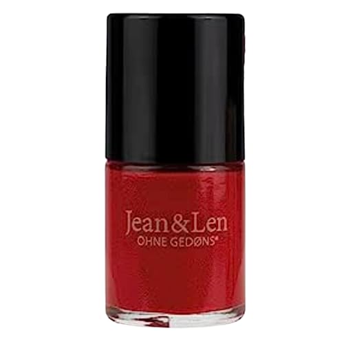 Jean & Len plant-based nail polish Tropical Red (202), schnelltrocknende Textur, hochpigmentierte Formel, pflanzenbasierter & veganer Nagellack, mit breitem Pinsel, ohne Silikone & Parabene, 12 ml von Jean & Len