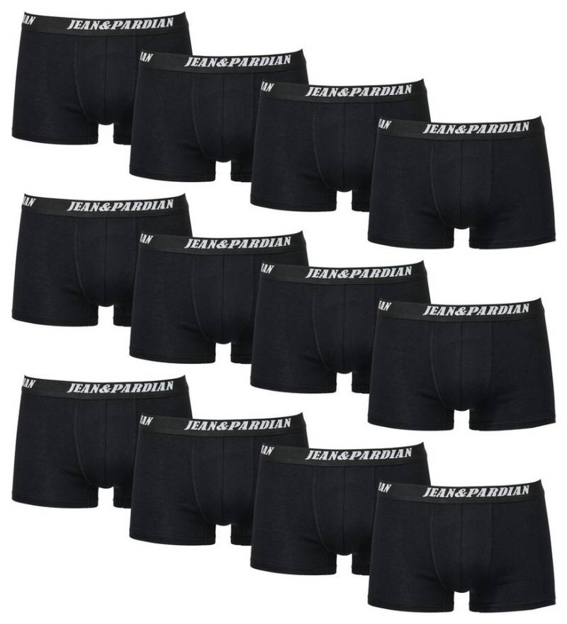 Jean&Pardian Boxershorts Jean&Pardian Boxershorts aus 95% Baumwolle, 5% Elasthan im 12er Pack (12er Pack) Markenlabel Logodruck Gummibund mit Logo von Jean&Pardian