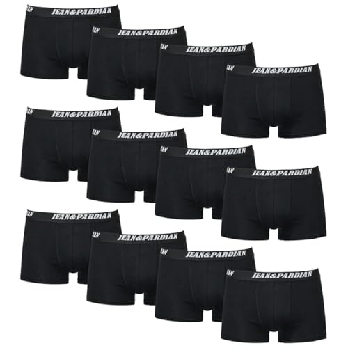 Jean&Pardian Retro Boxershorts 8er & 12er Pack - Bequeme & atmungsaktive Unterwäsche für Herren aus 95% Baumwolle | für jeden Anlass (Schwarz M) von Jean&Pardian