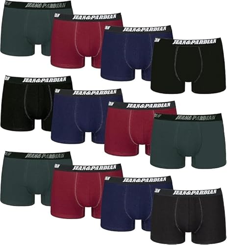 Jean&Pardian Retro Boxershorts 8er & 12er Pack - Bequeme & atmungsaktive Unterwäsche für Herren aus 95% Baumwolle | für jeden Anlass (Dark M) von Jean&Pardian