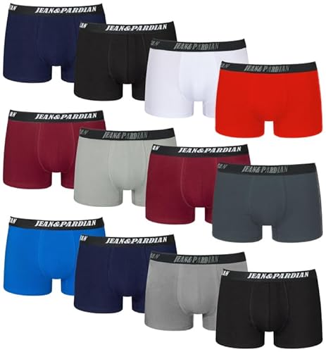 Jean&Pardian Retro Boxershorts 8er & 12er Pack - Bequeme & atmungsaktive Unterwäsche für Herren aus 95% Baumwolle | für jeden Anlass (Mehrfarbig L) von Jean&Pardian