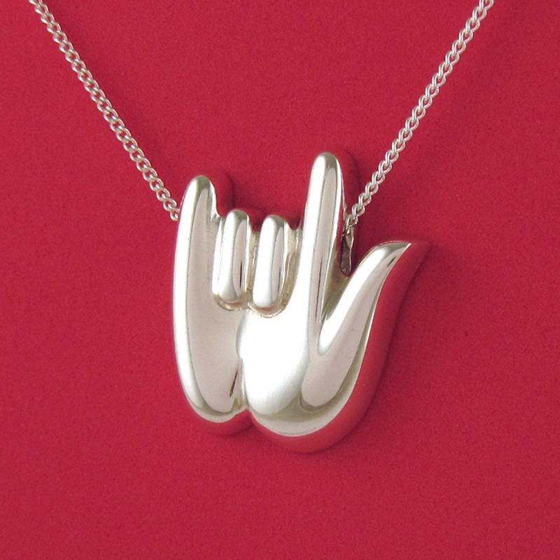 Gebärdensprache, Ich Liebe Dich, Silber Handanhänger Mit Kette, Handsignier-Halskette, Geschenke Für Gehörlose, Asl-Unterzeichner, Dich Schmuck Gebärdensprache, Ich Liebe Dich, Silber Handanhänger Mit Kette, Handsignier-Halskette, Geschenke Für Gehörlose, Asl-Unterzeichner, Dich Schmuck von JeanDesignsJewelry
