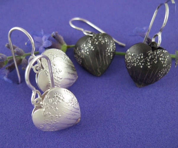 Herz Ohrringe Aus Silber, Lavendel Ohrringe, Petit Aussicht - Lavande Schmuck Kollektion von JeanDesignsJewelry