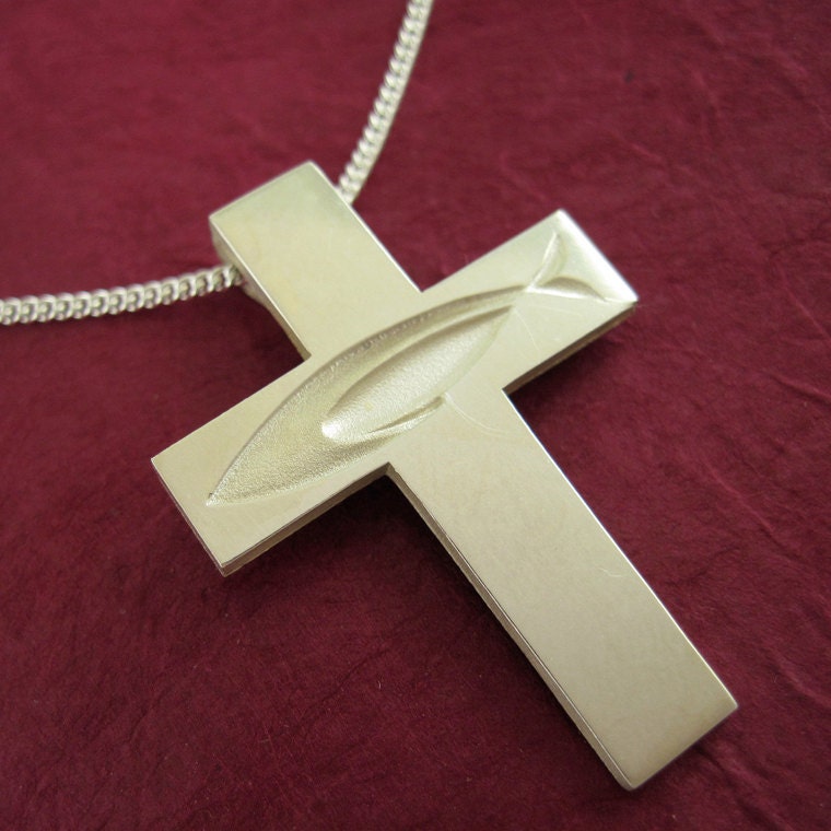 Ichthus Cross Halskette, Christian Fish Anhänger Mit Kette, Silber Cross, Fish, Aus Unserer Spiritus Collection von JeanDesignsJewelry
