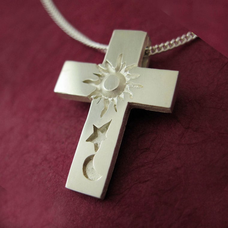 Modernes Silberkreuz, Kleiner Genesis-Kreuzanhänger Mit Kette, Schmuck Aus Der Bibelgeschichte, Blick Auf Das Himmelskreuz, Unserer Modernes Silberkreuz, Kleiner Genesis-Kreuzanhänger Mit Kette, Schmuck Aus Der Bibelgeschichte, Blick Auf Das Himmelskreuz, Unserer von JeanDesignsJewelry