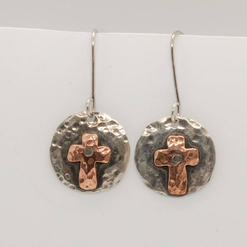 Kupfer Und Silber Kreuz Ohrringe Kupfer Und Silber Kreuz Ohrringe von JeanMegahanArt
