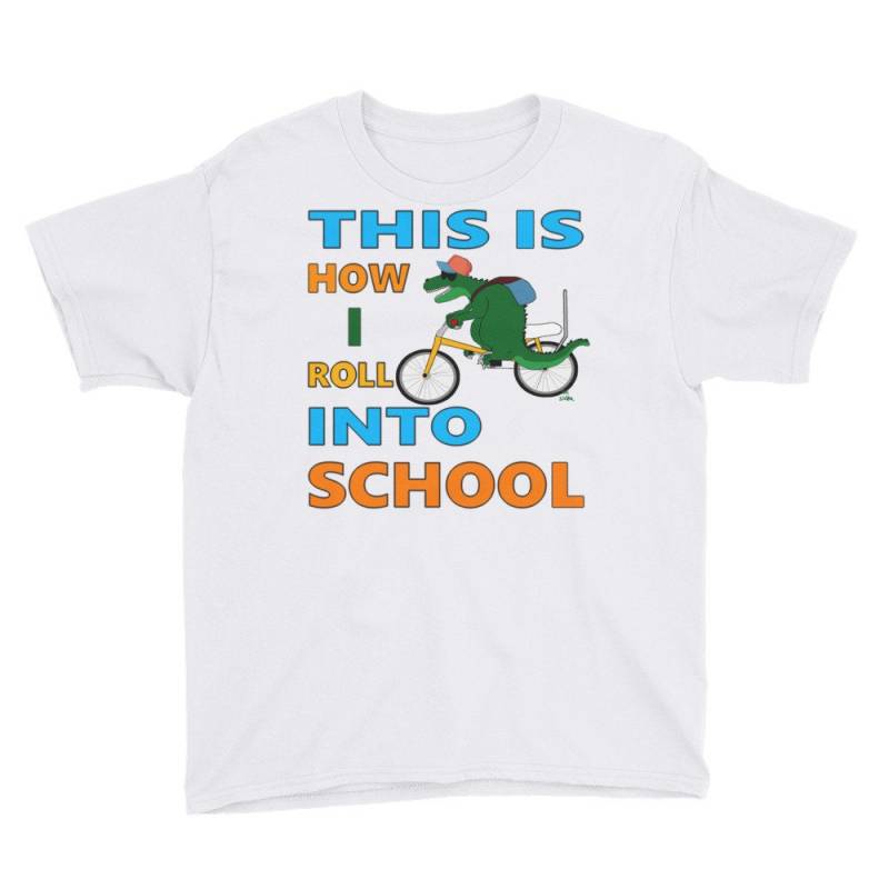 Back To School - Funny T-Rex Dinosaur This Is How I Roll Into Youth Short Sleeve T-Shirt von JeanOlivierDesigns