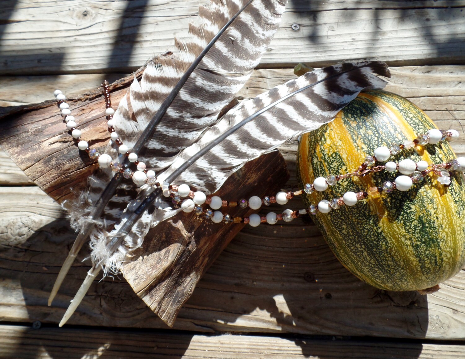 Howlith Und Kupfer Mala Stil Halskette Howlith Und Kupfer Mala Stil Halskette von JeanicesWorkShop