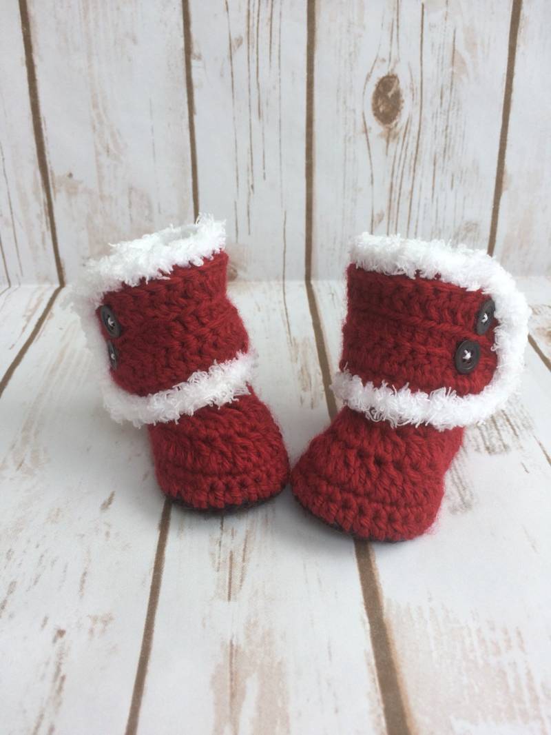 Handgemachte Häkelschühchen, Santa Booties Für Mädchen Baby, Kleinkind, Socken, Hausschuhe, Super Weiches Und Kuscheliges Futter von JeannaMariesMadeinME