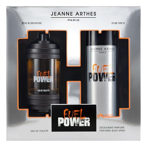 JEANNE ARTHES - Geschenkset für Herren – Fuel Power – Eau de Toilette 100 ml + Deospray 200 ml – Duft Bernstein Patchouli – hergestellt und verpackt in Frankreich bis Grasse von Jeanne Arthes