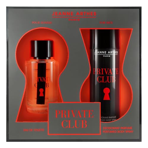 JEANNE ARTHES - Geschenkset für Herren – Private Club – Eau de Toilette 100 ml + Deospray 200 ml – Duft Tonka Vétiver – hergestellt und verpackt in Frankreich bis Grasse von Jeanne Arthes