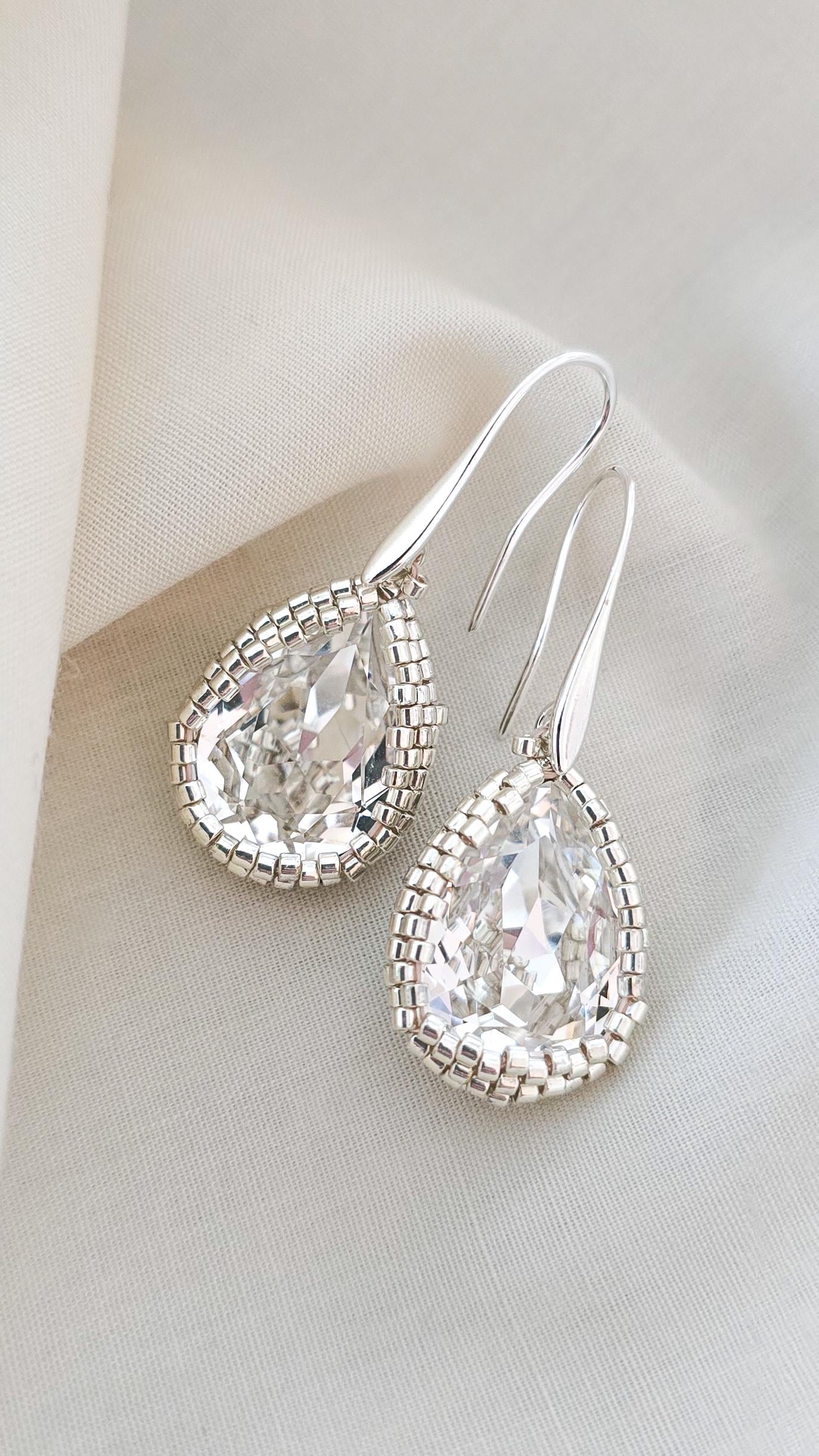 Ohrringe Aus Silber, Kristallohrringe, Tropfenohrringe, Silberperlenohrringe Ohrringe Aus Silber, Kristallohrringe, Tropfenohrringe, Silberperlenohrringe von JeannieRichard