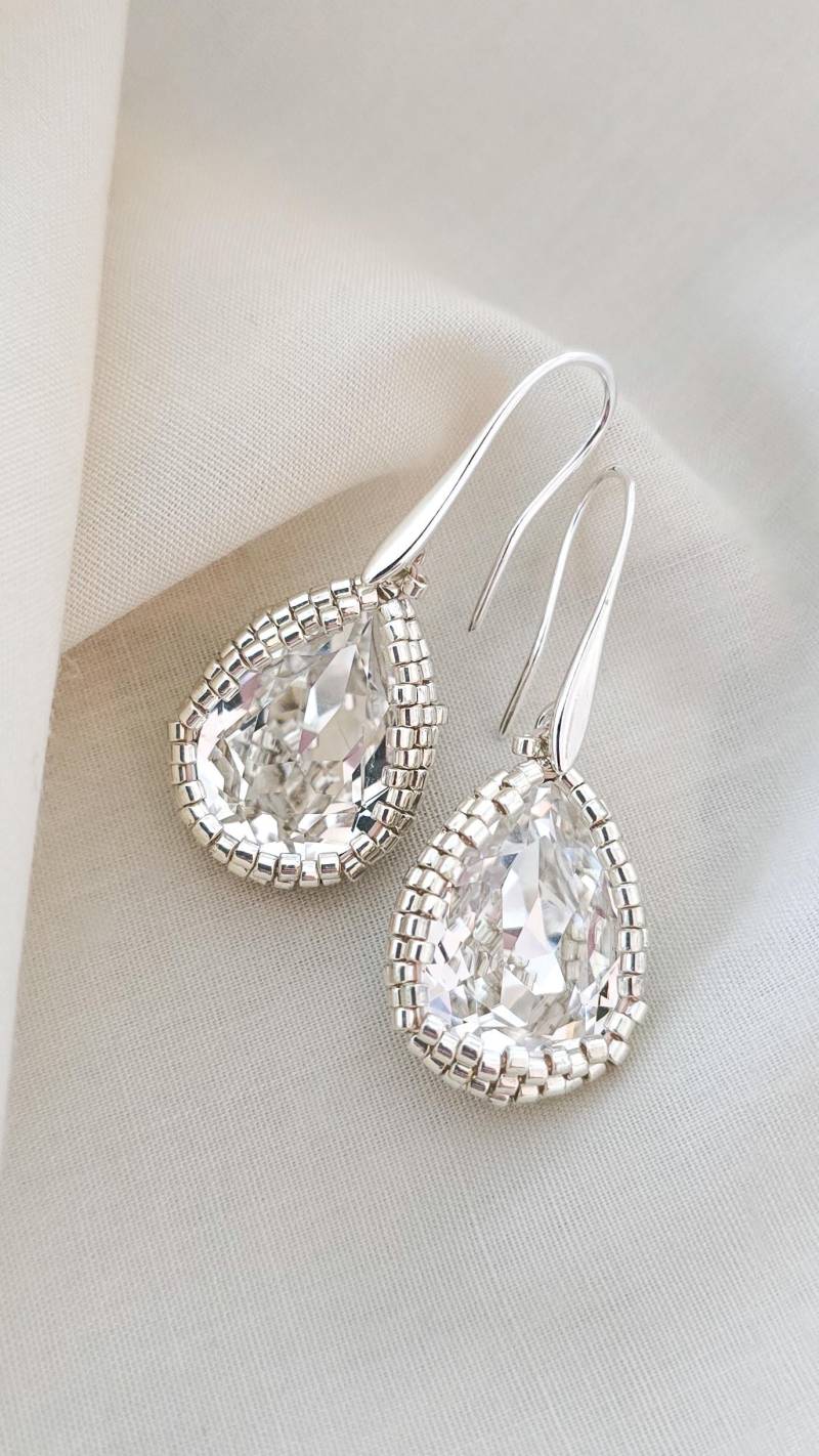 Ohrringe Aus Silber, Kristallohrringe, Tropfenohrringe, Silberperlenohrringe von JeannieRichard